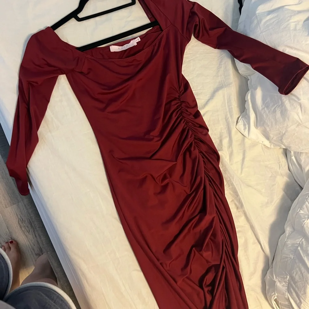 Astr Burgundy One Shoulder Dress from Revolve - Picture 3 of 5